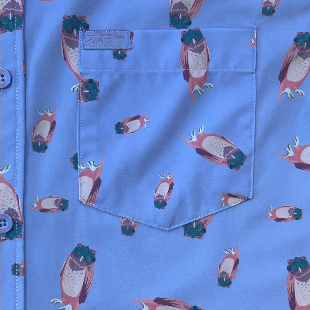 Novelty Shirt Owl w/ Binoculars Men's XS Purple Button